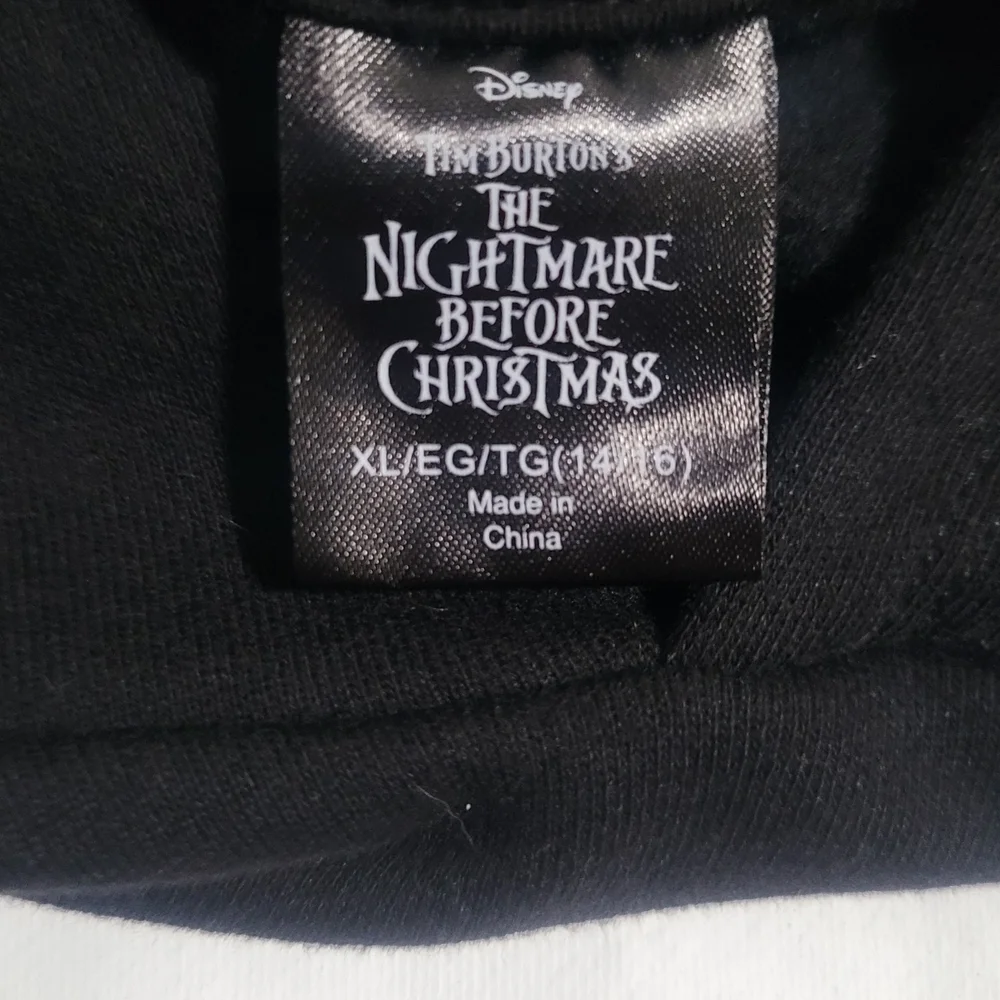 Disney Black Nightmare Before Christmas Hoodie. Unisex Youth XL 14/16